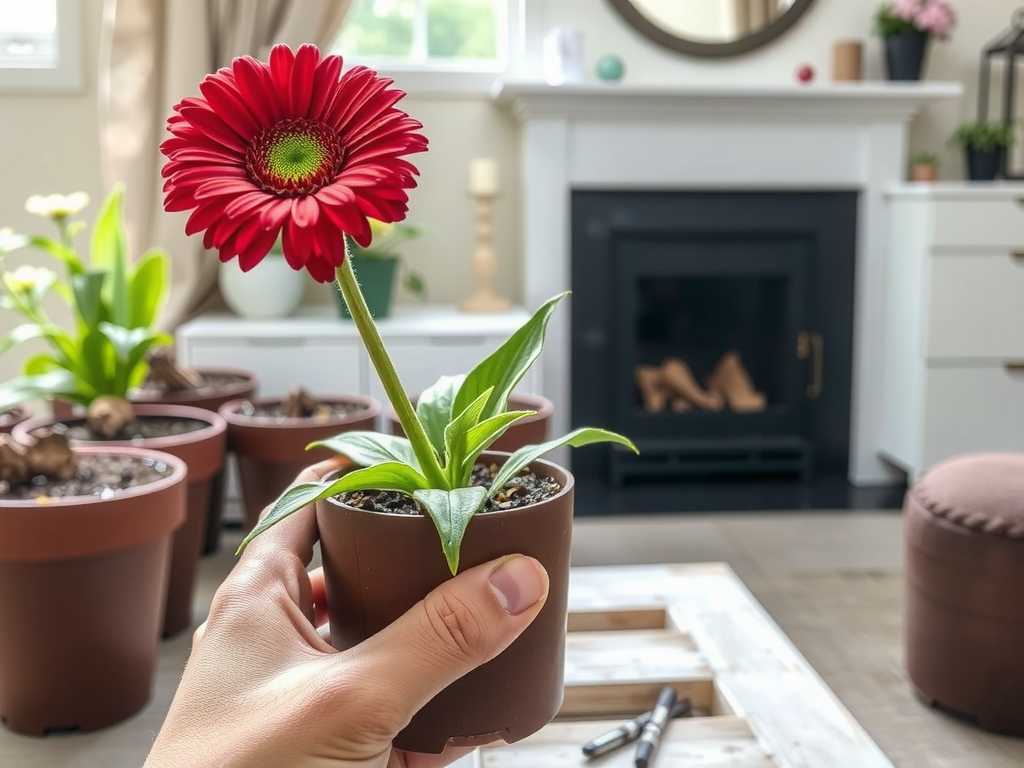 How to prevent the lodging problem of gerberas after repotting